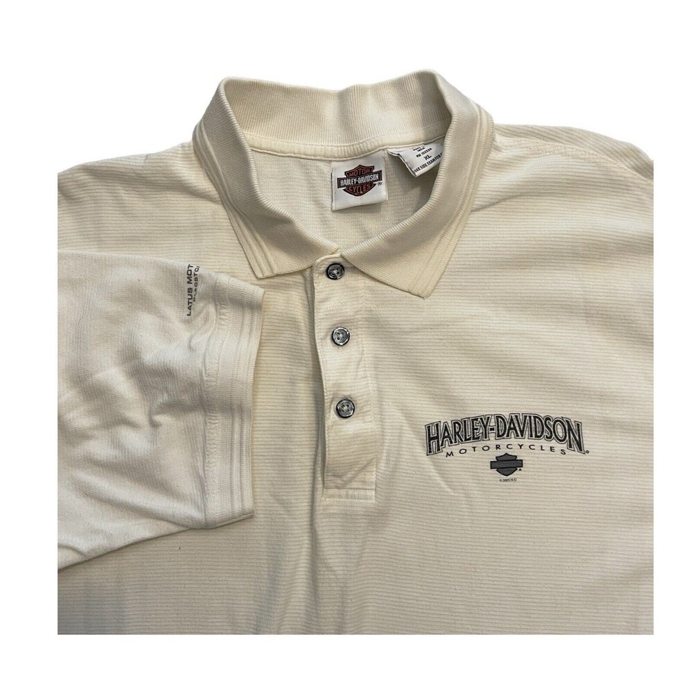 Harley Davidson Men’s XL Polo Beige Cream Cotton Short Sleeve Shirt Latus Motors